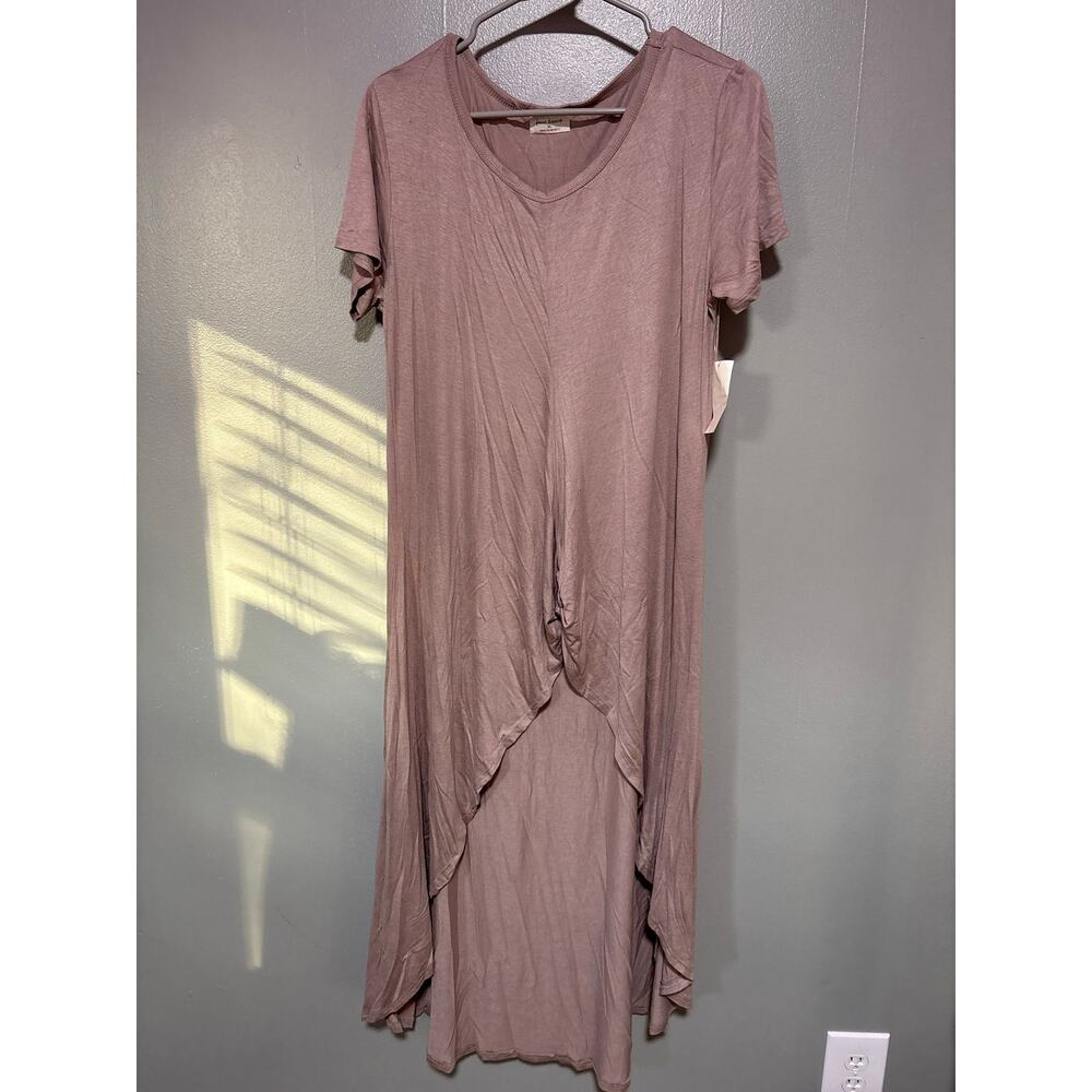 Free Kisses Mauve Pink Layered Maxi Dress Short Sleeve Soft Knit Size XL